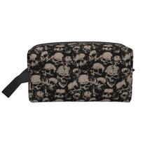 Gothic Women Travel Makeup Bag Organizer Vintage Grunge Skulls Cosmetic Bag Portable Large Waterproof Toiletry Pouch Accessories 25.5x16x12.5CM smėlis