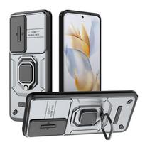 For Honor 90 5G Case Shockproof Armor Car Magnetic Holder Ring Back Cover For Honer Honar 90 Honor90 5G Slide Lens Protect Funda For Honor 90 pilka spalva