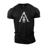 Summer New Vintage Sparta 3D Printed Men's T-shirt Large Size Loose Comfortable Breathable Outdoor Sports Quick Drying Top S black