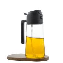 470ML 2 viename alyvuogių aliejaus dozatorius aliejaus purškiklis stiklinis alyvuogių aliejaus dozatoriaus butelis su piltuvėliu aliejaus butelis salotoms, kepsninei JT320