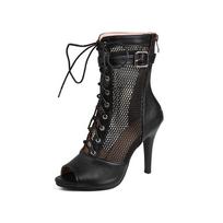 Women's high-heeled sandals summer new sexy European and American style fine heel large size fish mouth net boots 34 juoda