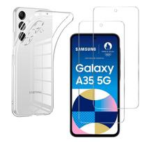Case for Samsung Galaxy A35 5G and 2 tempered glass screen protectors Phonillico® skaidri