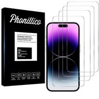Tempered Glass Film for iPhone 15 PRO [4 Pack] Phonillico® Screen Protector skaidri