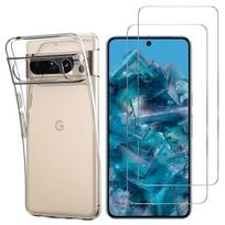 Case for Google Pixel 8 PRO and 2 Tempered Glass Screen Protector Phonillico® skaidri