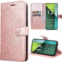 Coque pour Xiaomi Redmi Note 13 Pro 5G - E.F.Connection - Motif Papillon - Cuir Synthétique - Porte-cartes - Béquille