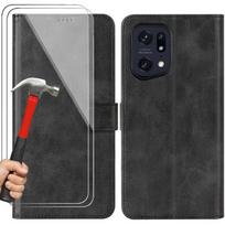 Protective Case - E.F.CONNECTION - for OPPO Find X5 Pro - leather effect - 2 tempered glasses