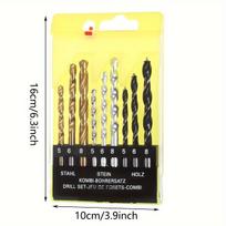9pcs Professional Masonry Drill Bit Set for Glass/Brick/Plastic/Cement/Wood/Tile/Etc, Industrial Strength Carbide Drill Bit Tip geltona