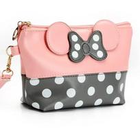 Travel Cosmetic Bag Cartoon Bow Makeup Case Women Hand Holding Cute Handbag Organizer Storage Pouch Toiletry Wash Bags