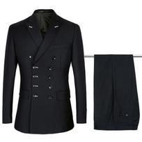 Vyriški kostiumai Slim Fit Naujas madingas kostiumas su dviguba krūtine Peak atlapu Vestuvių jaunikio vakarėlis Prom liesas kostiumas L juoda