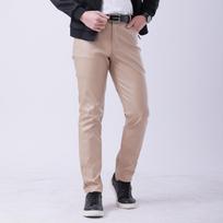 Jaunimo odinės kelnės vyriškos elastinės Slim Fit mados spalvos Baltos juostos raudonos odinės kelnės vyrams 28 smėlis