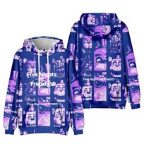 Fashion Five Nights At Freddy's Printed Hoodies Autumn Long Sleeve Unisex Pullovers Streetwear Funny Clothes XS purple