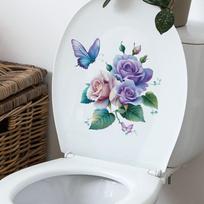Vibrant Roses Butterfly Toilet Bathroom Decorative Wall Stickers 29*29CM/fun-m351