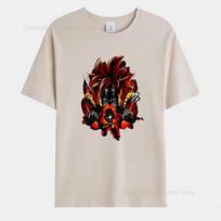 Anime SuperSaiyan Printed Men's T-Shirt Goku Short Sleeves O-neck Tees High Quality  Breathable Casual Streetwear Women's Tops S smėlis