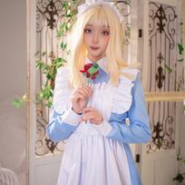 Adorable Pink & Blue Maid Cosplay Lolita Dress for Women Large rožinė