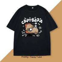Funny Capybara T-Shirt Lazy Cute Animal Capybara T Shirts Funny T Shirt Men Cotton Oversized Unisex Short Sleeve Tee Clothes XXXXL juoda