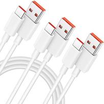 3x Fast USB-C Cable 6A for Xiaomi 13 Ultra, Xiaomi 13T, 13T Pro, Xiaomi 13, 13 Pro, 13 Lite - White 1 Meter