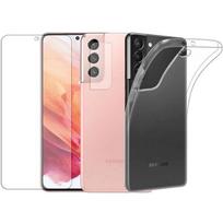 Full Protection Tempered Glass for Samsung Galaxy S21 +Tempered Glass Rear Camera+Transparent Soft Silicone Case-YuanYuan
