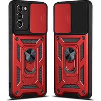 Protective Case - PROSHOP - for Samsung S21 Plus - Red - Rigid - Ring Stand raudona