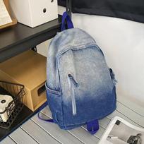 Nauja gradiento spalvos plautų džinsų kuprinė moterims, kolegijos mokyklinė kuprinė studentams, kasdienė retro džinsinė pečių krepšys, kuprinė MIT 29x15x41cm mėlyna