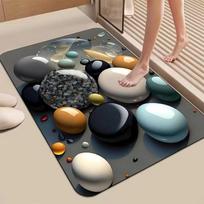 Three-dimensional Visual Pebbles Floor Mat At The Bathroom Door Diatom Mud Bathroom Water Absorption Pad Anti-slip Quick-drying Foot Mat 50 * 80cm