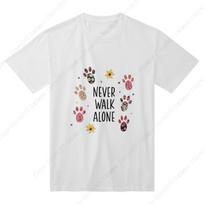 Floral Paw Print Never Walk Alone Quote Men'S Round T Shirt Printing Ultra Comfortable Tee S balta