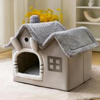 Indoor Pet Haven with 1PC Chimney-Style Villa: Spacious for Cats & Dogs, All-Weather Semi-Closed, Easy to Clean & Disassemble. M pilka spalva