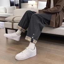 Loose Thin Men's Jeans Hong Kong Style Spring Summer High Street Trend Ins Straight Leg Nine Point Casual Pants S juoda
