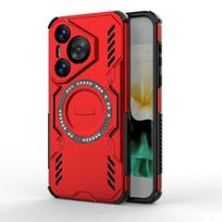 Dėklas Huawei Pura 70, Huawei Pura 70 dangtelis, telefono buferis, Magsafe belaidis įkrovimas, žiedinis magnetinis dėklas Huawei Pura 70 Huawei Pura 70 raudona