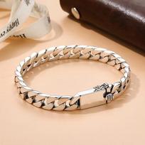 Retro Punk Kubietiška apyrankė: Unisex Pinta grandinėlė su užsegimu Cuban Bracelet 22cm