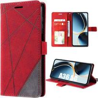Coque pour Samsung Galaxy A36 5G - BOOLING - Anti-Rayures Protection 360 Degré Cuir PU Rouge raudona