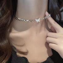 INS Chic Light Luxury Butterfly Diamond Choker - Trendy Hip-Hop Style Necklace for Women