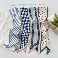 4 Pcs/Set Luxury Light Blue Color Series Silk Scarf Hair Band Ribbon Tied-Up Hair Long Bow Vintage Satin Ribbon Hair Accessories 6x86 gray