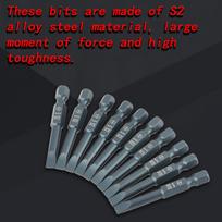 10pcs 14inch Hex Shank 50mm S2 Alloy Steel Slotted Screwdriver Bits Set H6.3*50*SL5mm