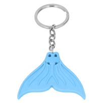 Mermaid Tail Keychain Diving Theme Soft Silicone Keyring Decorative Fish Tail Pendant Light Blue