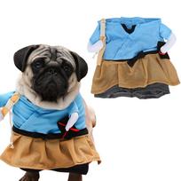 Poliesterio juokingas samurajaus stačias augintinio kostiumas Helovino vakarėliui Cosplay drabužiai Pasipuošti šuniui L(for 6.5-9kg) black