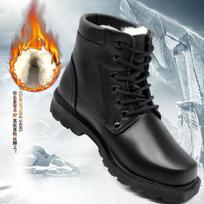 Snow boots men's wool and fur integrated Northeast thickened warm cotton shoes winter outdoor waterproof and non-slip high-top cotton shoes 46 black