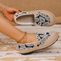 Spring new lazy one-pedal fisherman shoes women's retro style linen round head casual cotton and linen shoes old Beijing cloth shoes 35