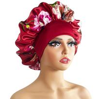 Satin printed sleeping cap elastic wide edge round cap hair care cap beauty and hairdressing cap