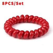 8 VNT./Rinkinys Madingos Mergaitės Telefono Laido Elastingos Plaukų Juostelės Plaukų Surišimo Priemonės Moterims Ponytail Laikiklis Plaukų Virvės Aksesuarai Guma 8PCS red
