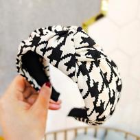 PROLY New Classic Houndstooth Headband Soft Center Knot Hairband Winter Warm Turban Headwear Adult Hair Accessories