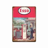 Esso Vintage Looking Gas Oil Sign Station Garage Auto Shop Retro Rustic Tin Sign