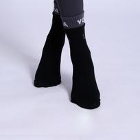 Women Spring and Autumn Yoga Pilates Exercise Fitness Non Slip Elastic Suction Sweat Tube Socks 1 pair juoda/pilka