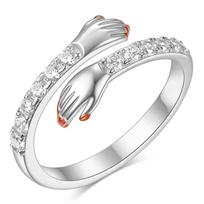 Fashion Classic Two-handed Love Hug Ring Diamond-encrusted Epoxy Women's Simple Temperament Niche Jewelry