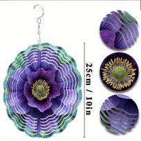 10 Inch Vibrant Flower Wind Spinner for Outdoor Garden Patio Decor 360 Degree Rotating Metal Hanging Art Gift for All Seasons 01A