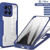 360 Full Protection Clear Case For Xioami 14T 13T 12T 11T Pro Double-Side Shockproof Silicone Cover For Xiaomi 14 13 12 11 Pro For Xiaomi 14T Pro mėlyna