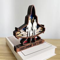 Independence Day Wooden Ornaments Creative Day Fighter Plane Carving Desktop Decoration Veterans Decoration One Size