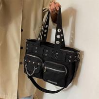 New striped canvas tote bag for women heavy duty spicy metal girl single shoulder versatile retro crossbody Bag