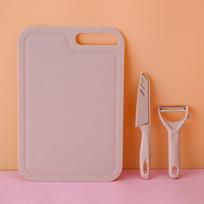 Household Chopping Board Slicing Knife Kitchen Knife Set Pink 3-piece set