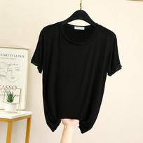 Women's Summer Modal Ruffle Trim T-shirt - Short Sleeve, Loose-Fit, Slimming Half Sleeve Large juoda