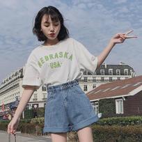 Women's Plus Size High Waist Denim A-line Shorts, Summer Stretch Slimming Loose Fit, Wide Leg Style (2020). Small pilka spalva